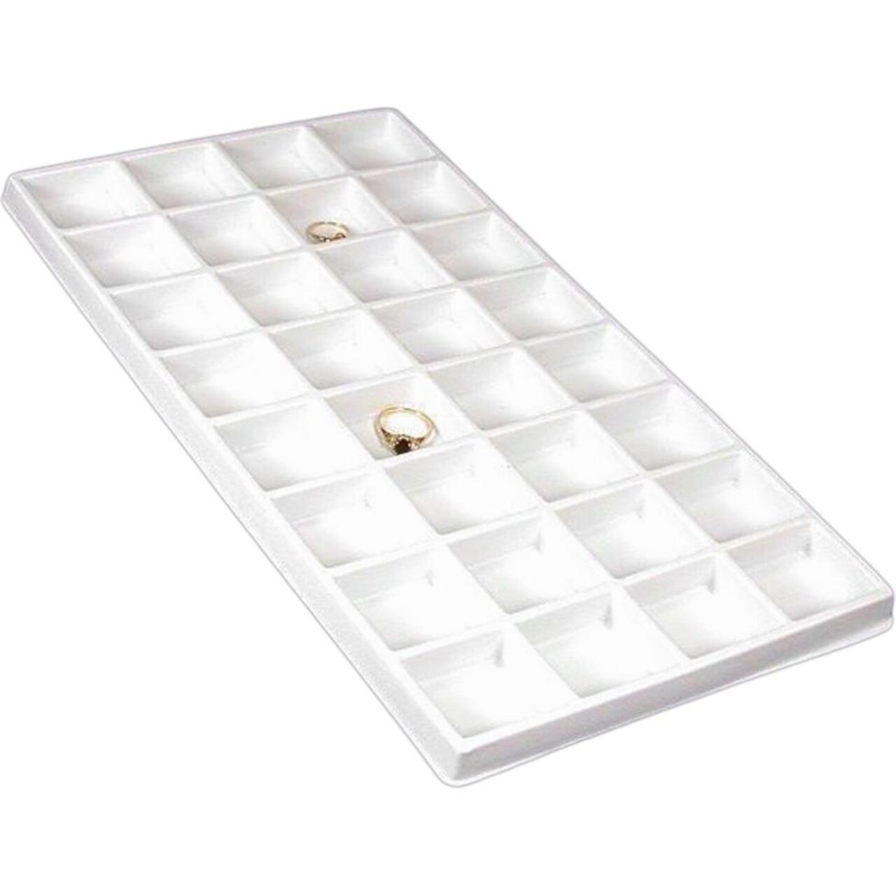 White 32 Slot Travel Jewelry Charm Earring Display Tray Insert